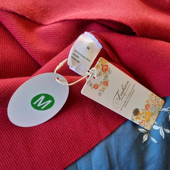 Red V Neck Latern Sleeve Side Slit Maternity Sweater Dress NWT! - Size M - Picture 12 of 15